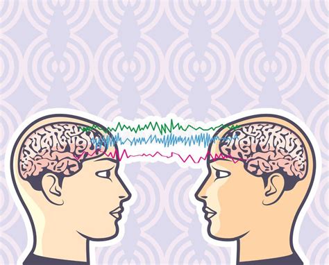 Telepathy Between Human Brains Via Brainwaves Vector Illustration Stock