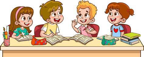 Cute Little Kids Studying Together Cartoon Vector Illustration 21611459