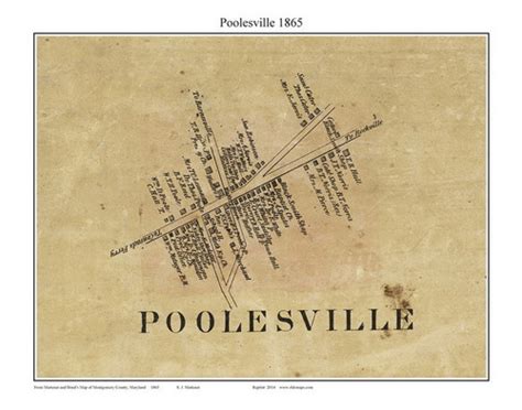 Poolesville Maryland 1865 Old Town Map Custom Print Montgomery Co