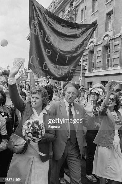 British Trade Unionist Arthur Scargill Marching With His Wife Anne