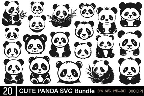 Cute Panda Svg Bundle Panda Svg Clipart Graphic By Print Market