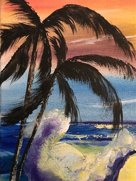 Tropical Seascape Bob Ross Replica Handmade Acrylic Etsy