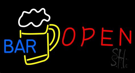 Red Open Bar With Beer Mug Led Neon Sign Bar Open Neon Signs