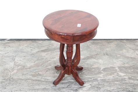 Arteriors solid wood pedestal end table, wood/solid wood in brown, size 25h x 18w x 18d | wayfair 2589. Solid Wood Side Table Round | Used Furniture for Sale