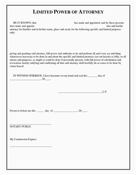 Printable Power Of Attorney Template Sample