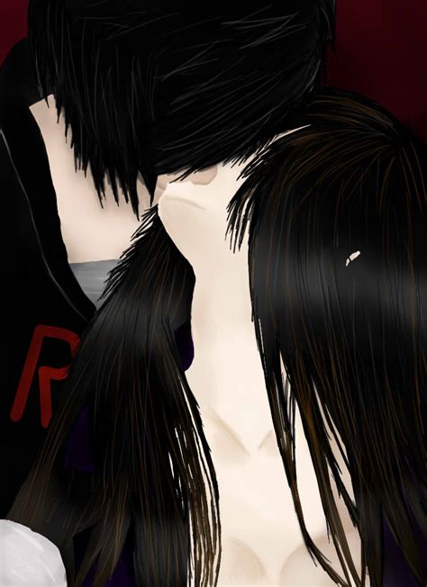 Goth Anime Couples Cuddling.