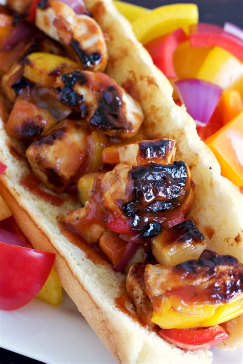Season with some salt and pepper, toss until well coated. Pineapple BBQ Grilled Chicken Kabob Sandwiches - The ...