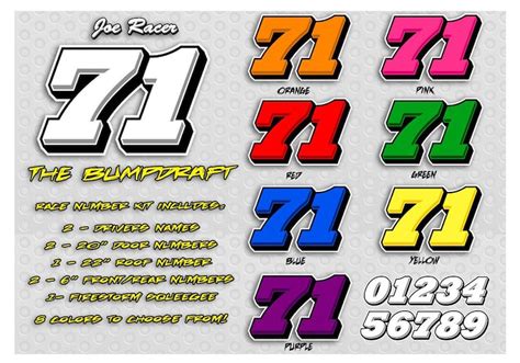 Race Car Numbers Decal Package Kit Late Model Street Stock Etsy