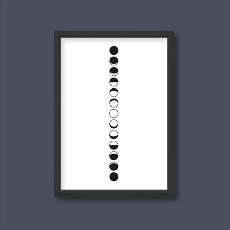 Moon Phases Outline Print Available In Black Or White Boho Etsy