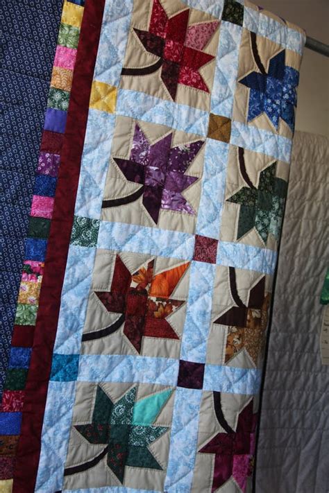 Maple Leaf Quilt With Calico Colors Stock Image Image Of Maple Cover