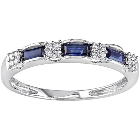 10k White Gold Sapphire And Diamond Accent Eternity Ring Category