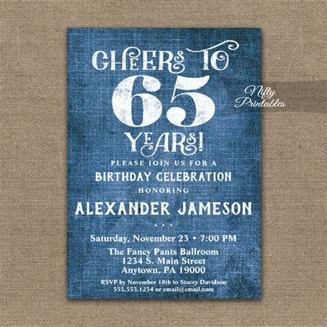 65th Birthday Invitation Templates Free