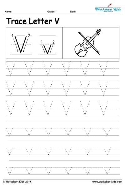 Free Printable Letter V Alphabet Tracing Worksheets Activity With Image