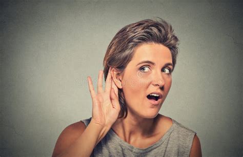 Surprised Nosy Woman Eavesdropping Stock Image Image Of Curious