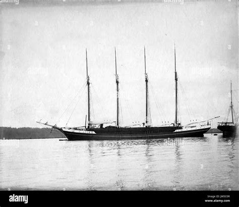 Four Masted Schooner William Nottingham At Anchor Washington Ca 1900