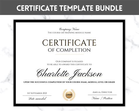 Editable Certificate Template Certificate Of Completion Etsy