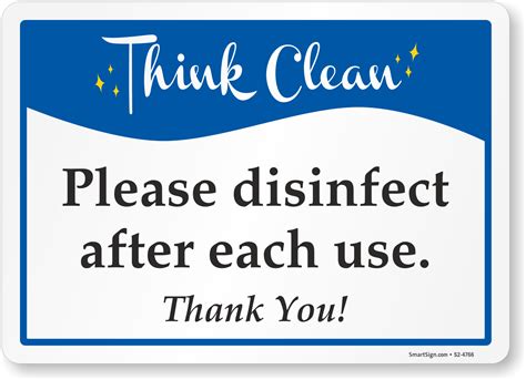 Please Disinfect After Each Use Think Clean Sign Sku S2 4766