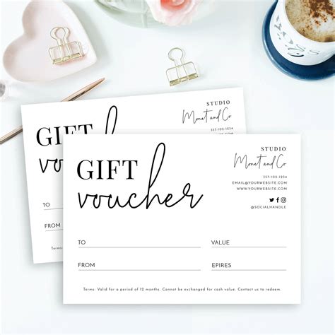 Minimalist Gift Voucher Template Editable Gift Certificate Etsy