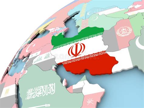 Iran On Globe With Flag Stock Illustration Illustration Of Asia 99743929