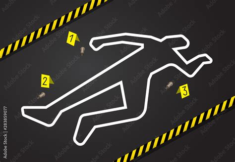 Crime Scene Do Not Cross Police Tape Chalk Outline From The Murder Stock Vector Adobe Stock