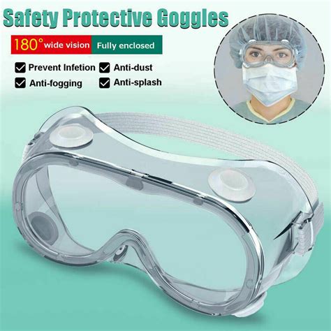 Safety Goggles Over Glasses Clear Eye Protective Lab Work Shield Goggles New Ebay