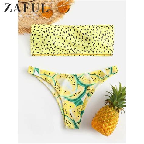 Buy Zaful Watermelon Bandeau Bikini Set Siwmwear Women