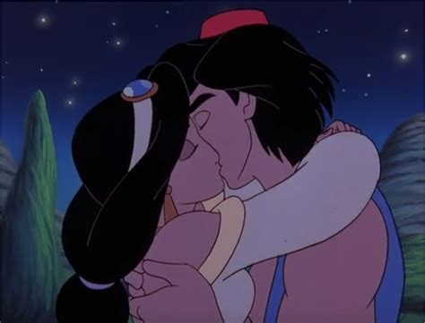 Jasmine And Aladdin Sharing A Romantic Kiss Aladdin 1992 Disney