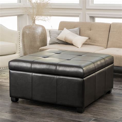 Noble House Benton Bonded Leather Storage Ottoman