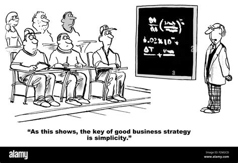 Business Cartoon Of Mba Class And Board With Complex Formulas