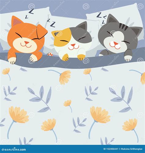 Cartoon Cat Sleeping Bed Stock Illustrations 650 Cartoon Cat Sleeping