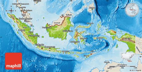Physical Map Of Indonesia Shaded Relief Outside