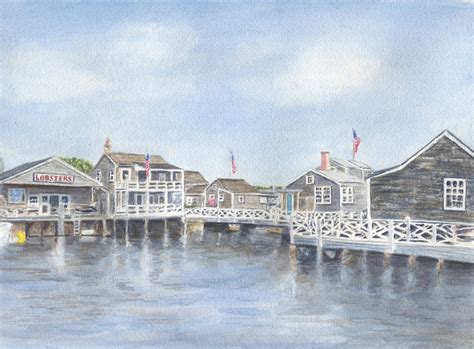 Nantucket Harbor Watercolor Painting Fine Art Prints Or Etsy