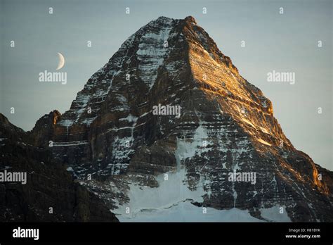 Crescent Moon And Summit Of Mount Assiniboine Mount Assiniboine