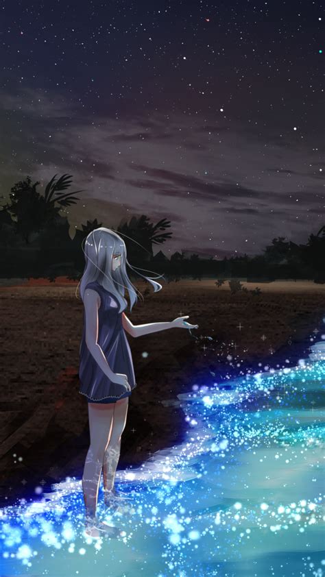 2160x3840 Anime Girl At Seashore Dark Moon Sony Xperia Xxzz5 Premium