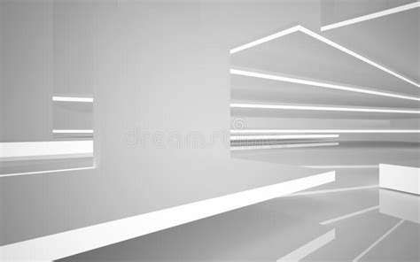 Abstract White Interior Of The Future With Neon Lighting Stock