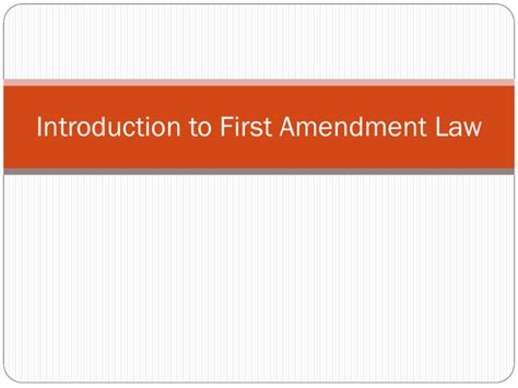 Introduction To First Amendment Law