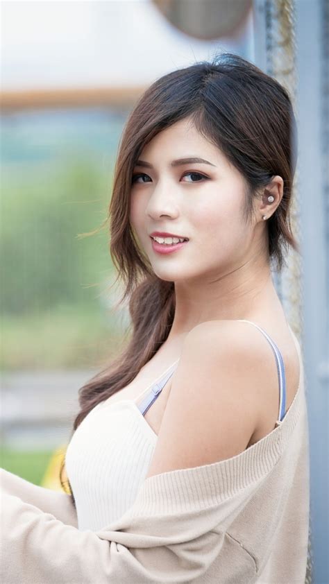 Women Asian Brunette Model Smile 720x1280 Phone Hd Wallpaper