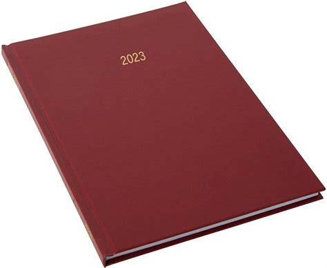 2023 A4 Page A Day Diary Burgundy Design Evelay