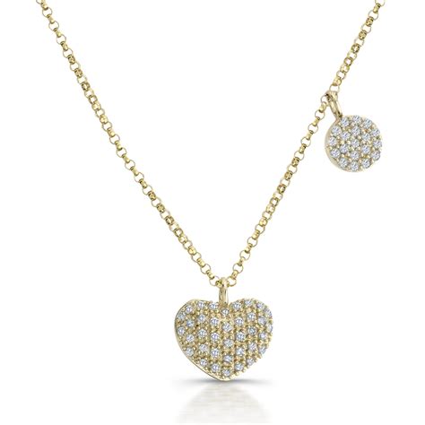 14k Yellow Gold Diamond Heart Necklace