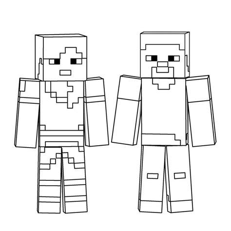 Minecraft Steve Alex Colouring Page In 2023 Minecraft Coloring