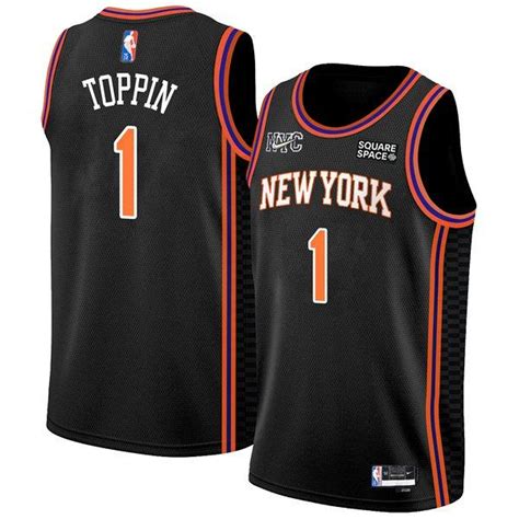 Mens Obi Toppin New York Knicks 2022 Black City Diamond Jersey 75th