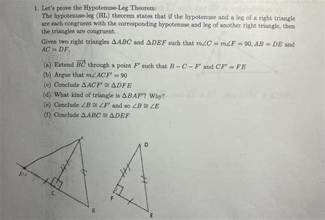 Solved 1 Lets Prove The Hypotenuse Leg Theorem The