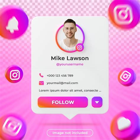 Premium Psd Instagram Profile Banner Icon 3d Render Label Composition
