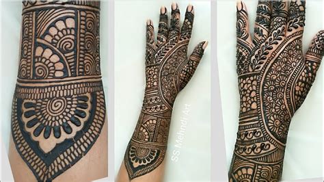 New Simple Stylish Full Hand Bharwa Mehndi Design Back Hand Bridal