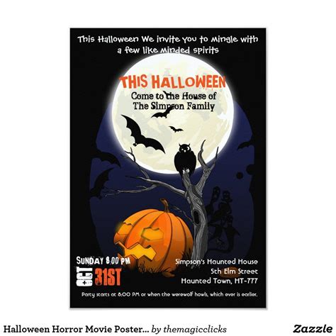 Halloween Horror Movie Poster Styled Invitation | Zazzle.com in 2020
