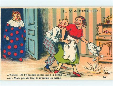 Pre Linen Comic Foreign Wife Catches Husband Groping The Maid Hl9120 Topics Cartoons