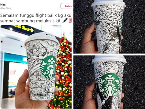 Kolaj cawan lukisan mozek mahkota bunga hari ibu. Conteng Doodle Atas Cawan Starbucks, Netizen Terpukau ...