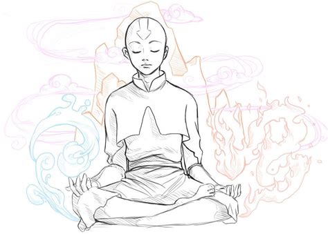 Aang Meditation By Spartichi On Deviantart Bocetos Dibujos