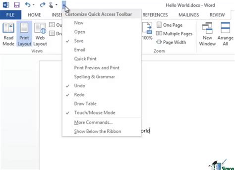 How To Use The Quick Access Toolbar In Microsoft Word 2013 Simon Sez It
