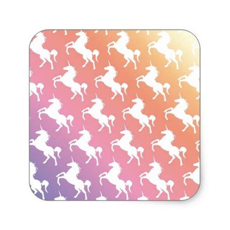 Rainbow Unicorns Ii Square Sticker Unicorn Birthday